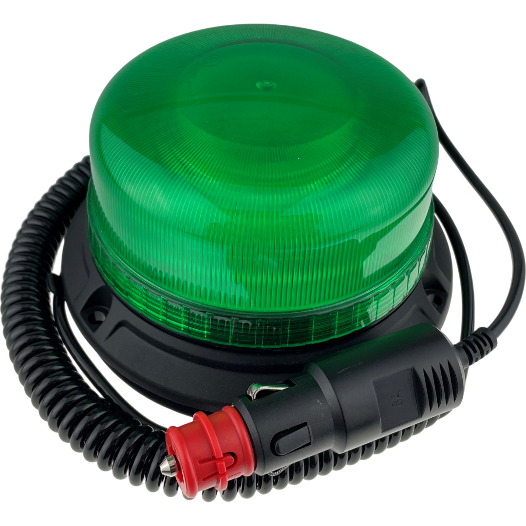 LED Beacon Green Colour Seatbelt Plug In Connected Magnetic 3 Bolt 12/24v