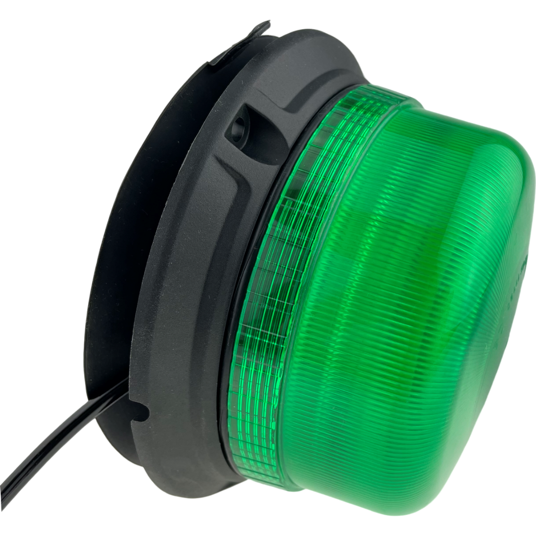 LED Beacon Green Colour Seatbelt Plug In Connected Magnetic 3 Bolt 12/24v