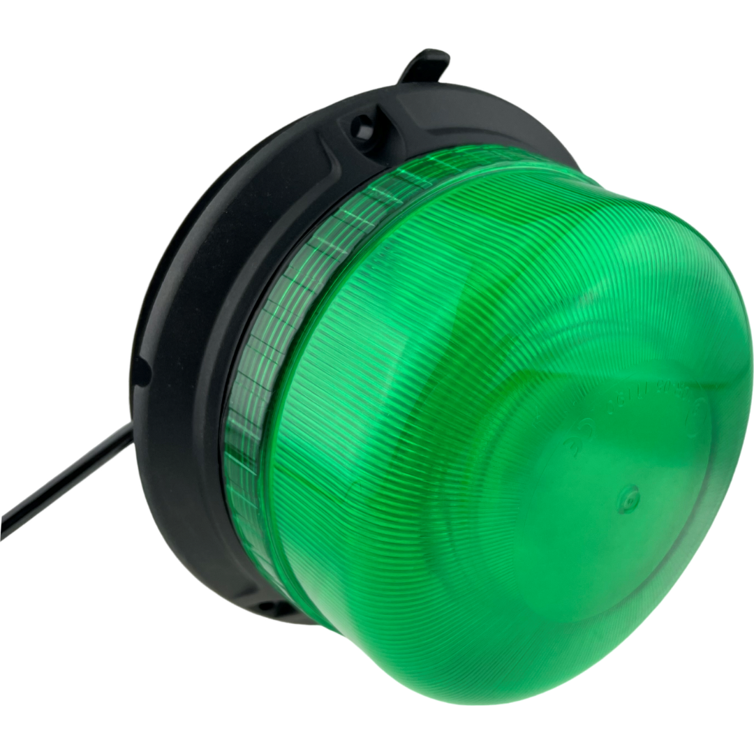 LED Beacon Green Colour Seatbelt Plug In Connected Magnetic 3 Bolt 12/24v