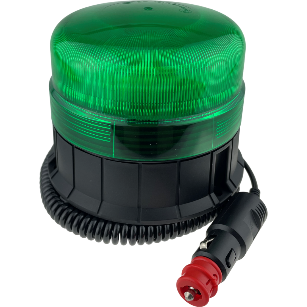 LED Green Flashing Standard Light Beacon Seatbelt Magnetic 3 Bolt Plug In
