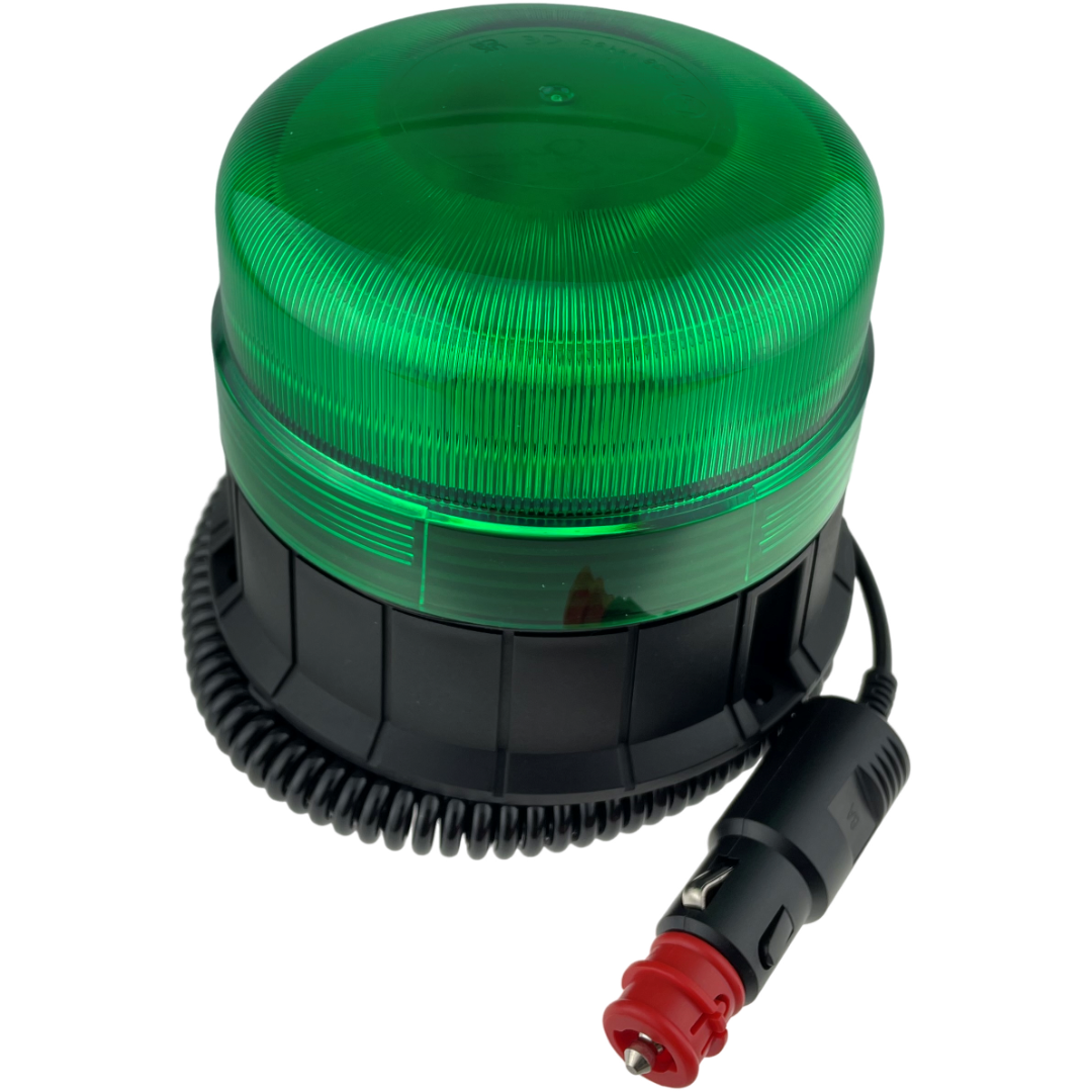 LED Green Flashing Standard Light Beacon Seatbelt Magnetic 3 Bolt Plug In