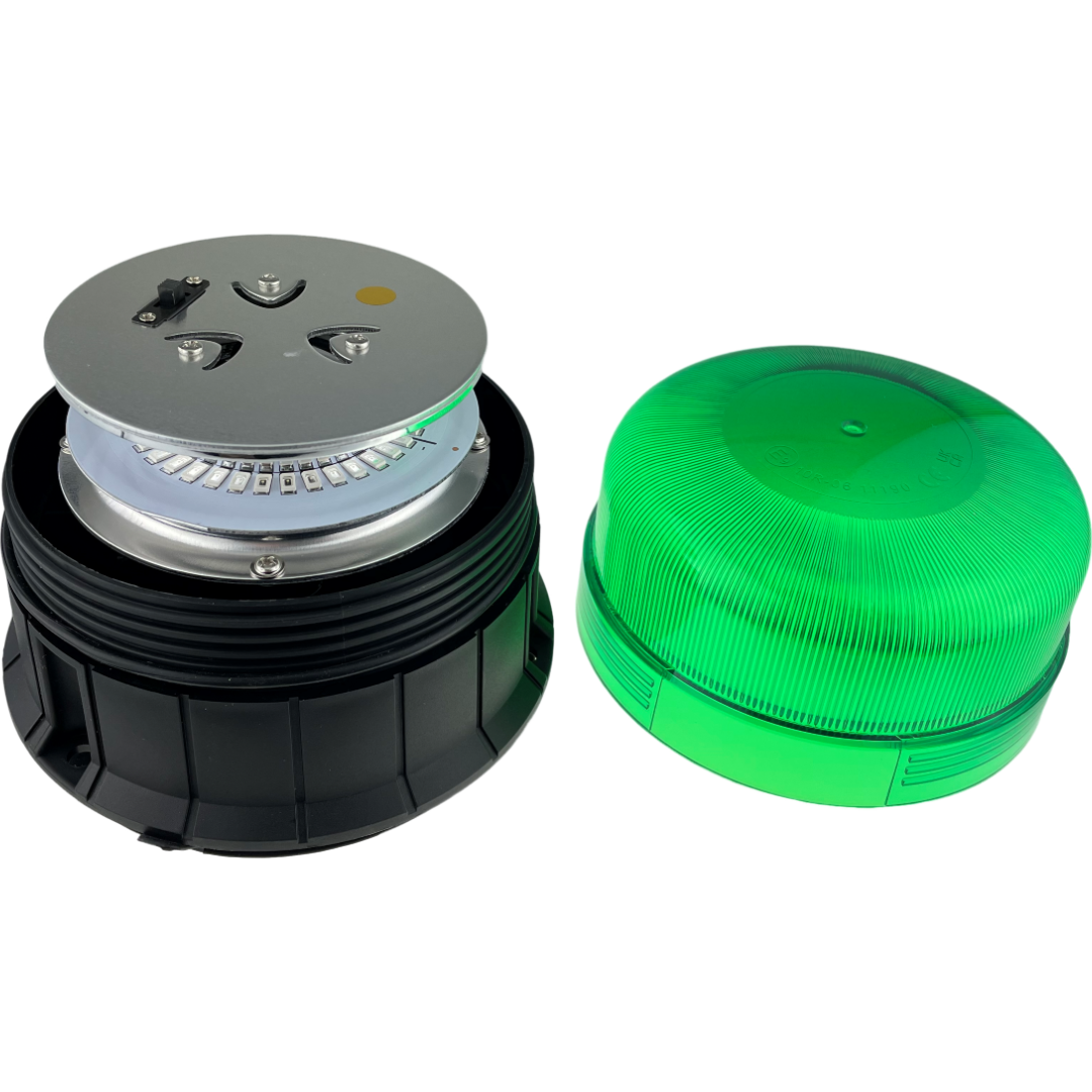 LED Green Flashing Standard Light Beacon Seatbelt Magnetic 3 Bolt Plug In