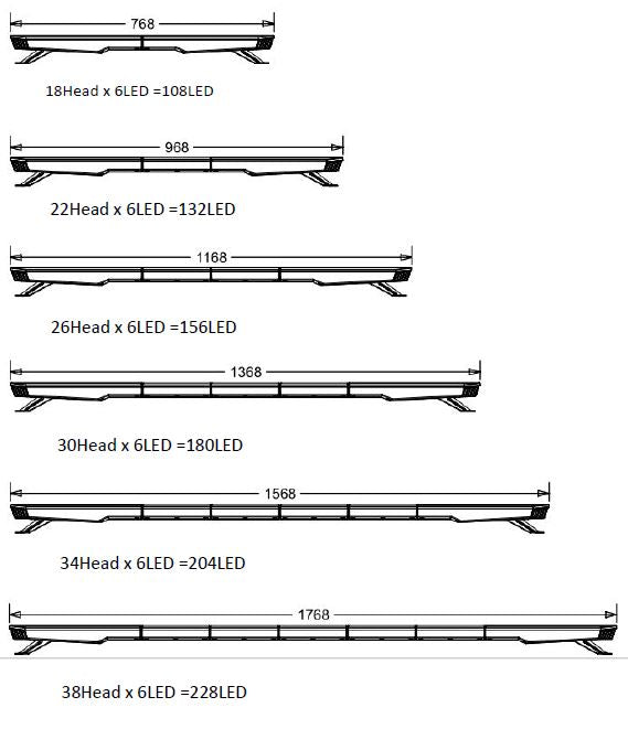 LED Amber Light Bar 54" 1368mm Bolt On DC 10/30v IP656 R65 51 Flash Pattern Dash Remote