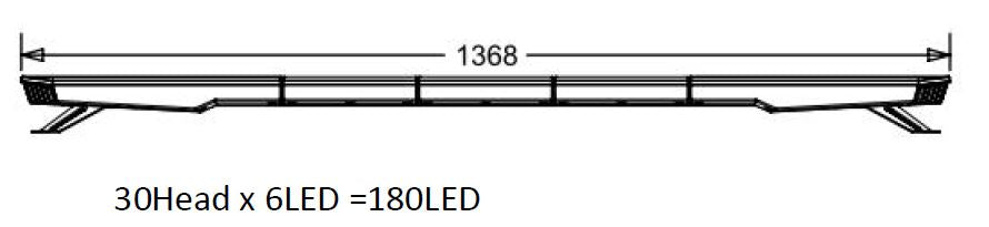 LED Amber Light Bar 54" 1368mm Bolt On DC 10/30v IP656 R65 51 Flash Pattern Dash Remote