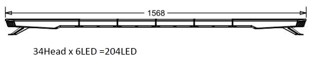 LED Amber Light Bar 62" 1568mm Bolt On DC 10/30v IP656 R65 51 Flash Pattern Dash Remote