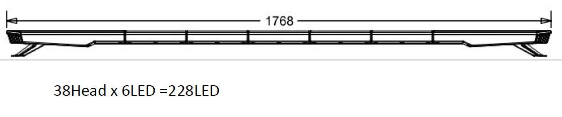 LED Amber Light Bar 70" 1768mm Bolt On DC 10/30v IP656 R65 51 Flash Pattern Dash Remote