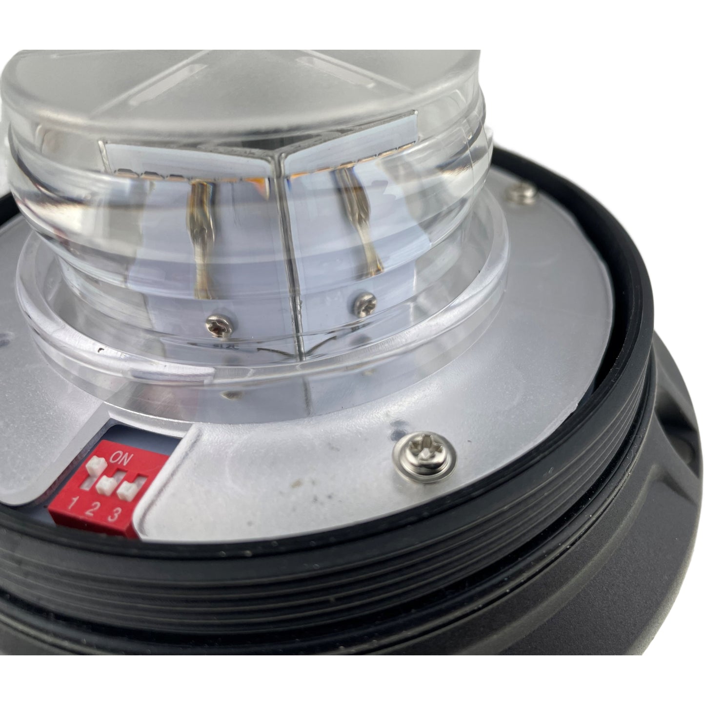 LED Amber Compact Beacon 3 Bolt 12/24v R65