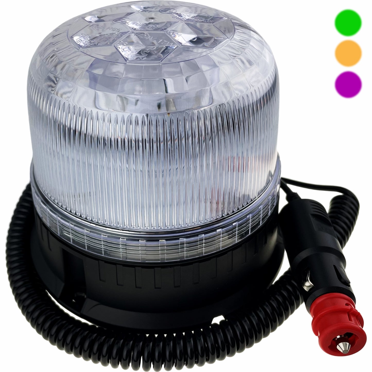LED Green Amber Purple 3 Colour Magnetic Beacon 12/24v