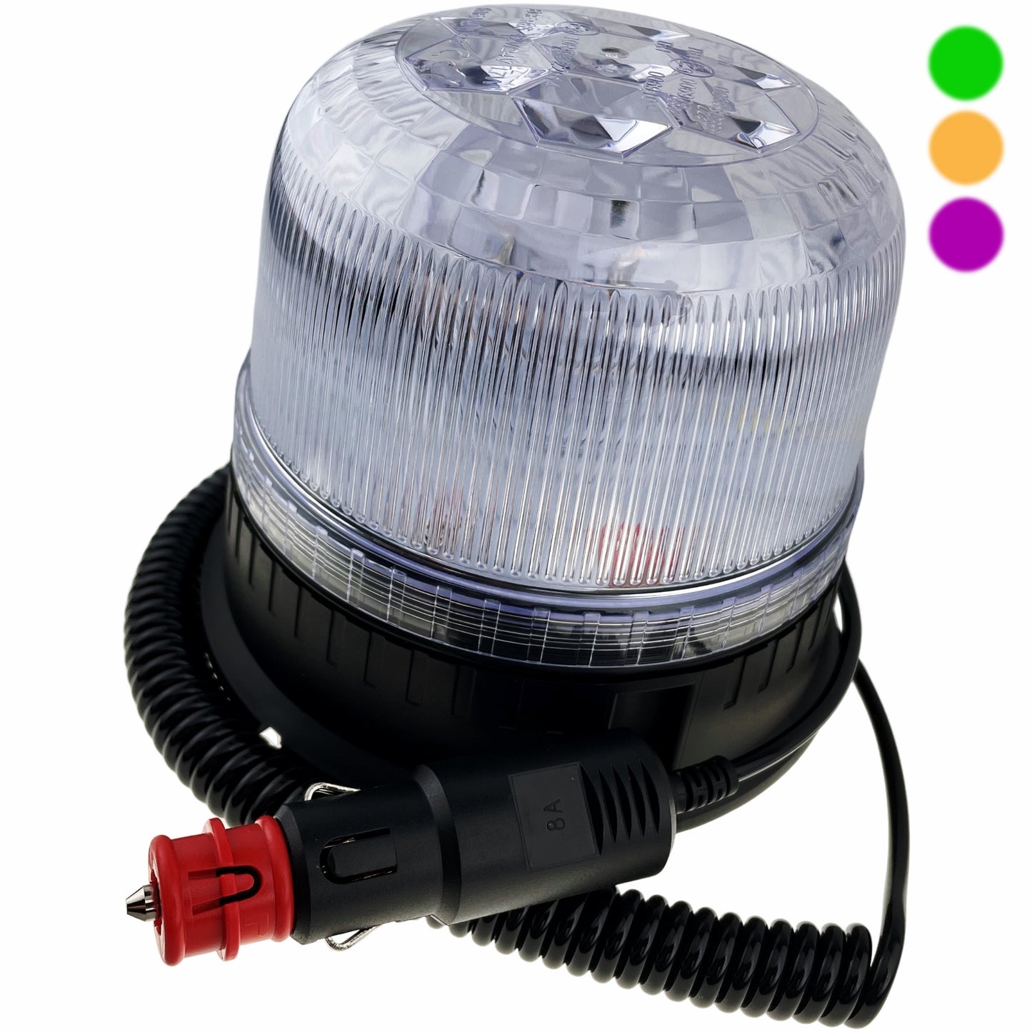 LED Green Amber Purple 3 Colour Magnetic Beacon 12/24v