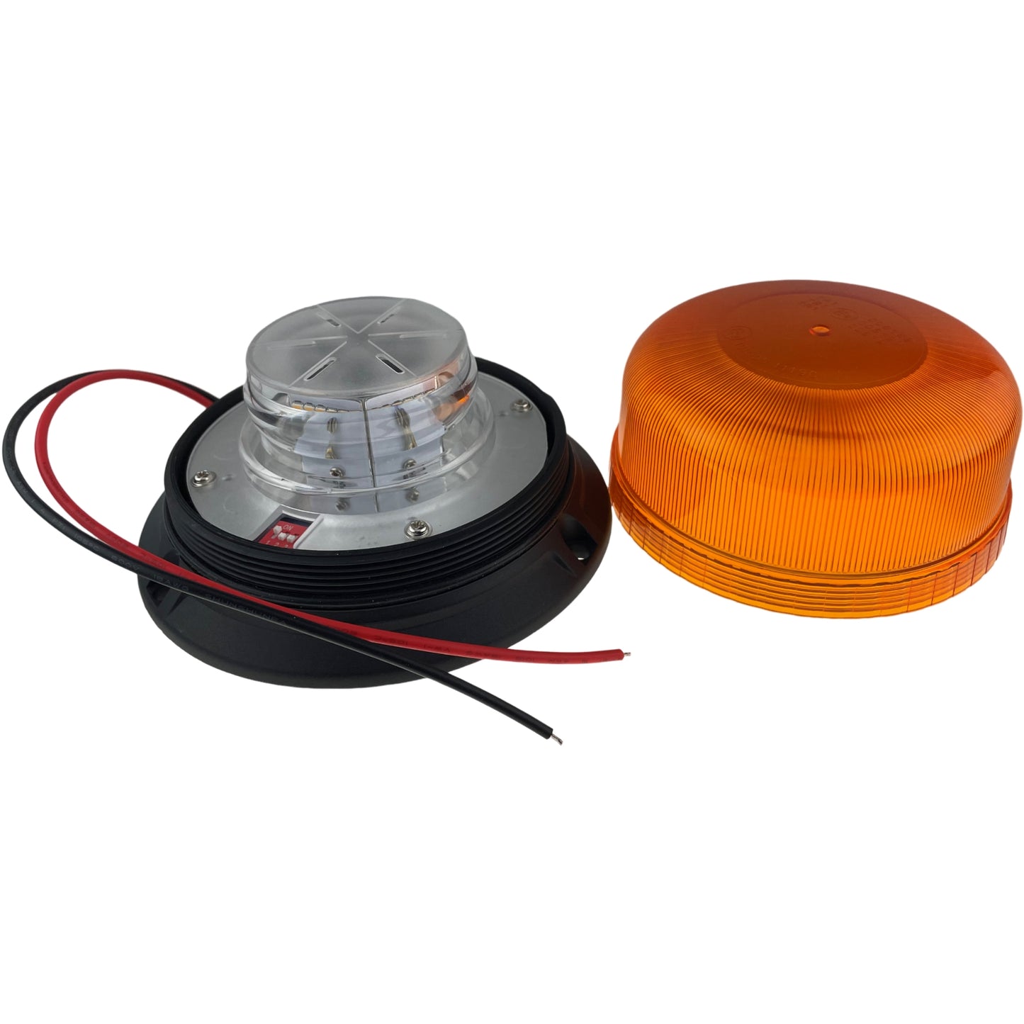 LED Amber Compact Beacon 3 Bolt 12/24v R65