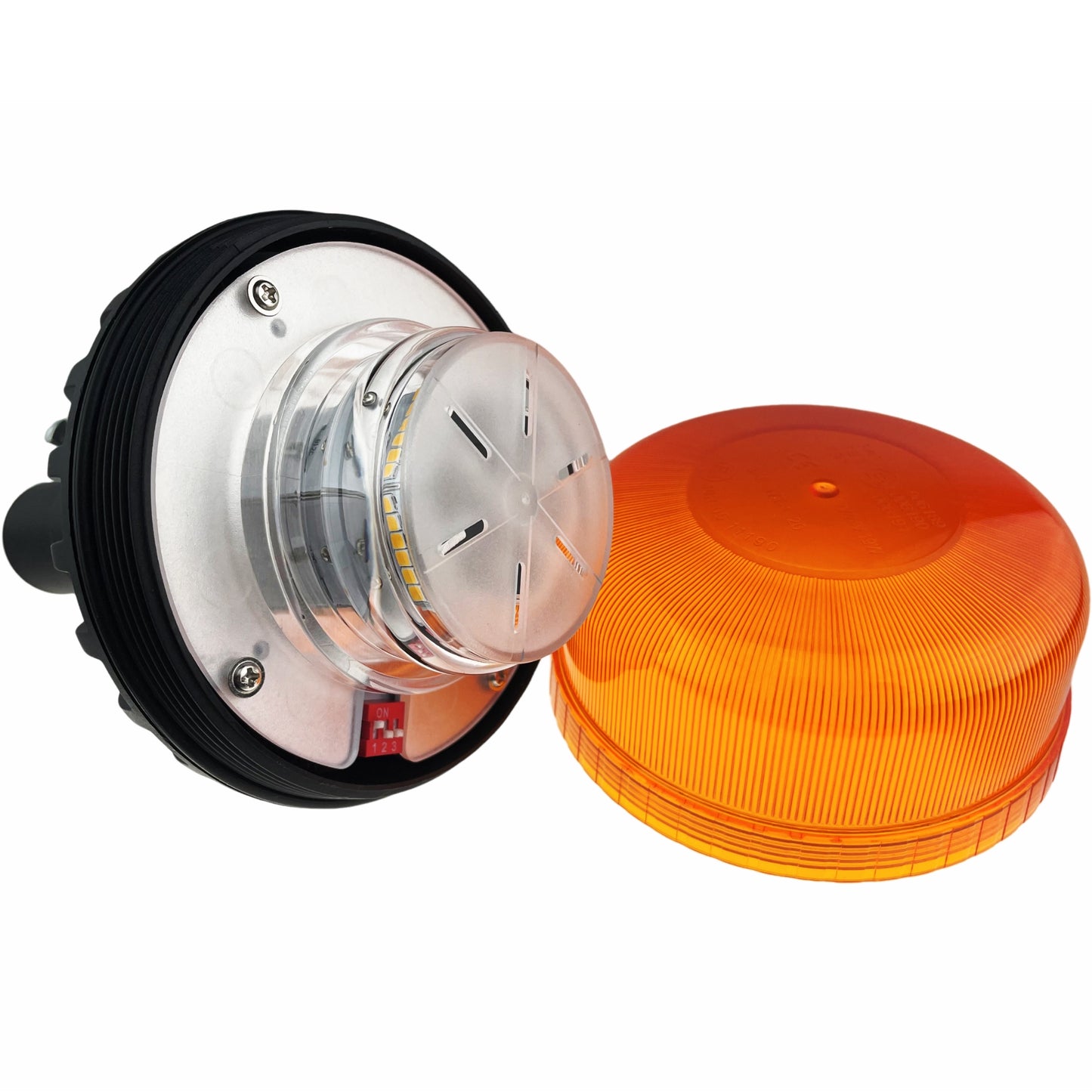 LED Amber Compact Beacon Flexi Din 12/24v R65