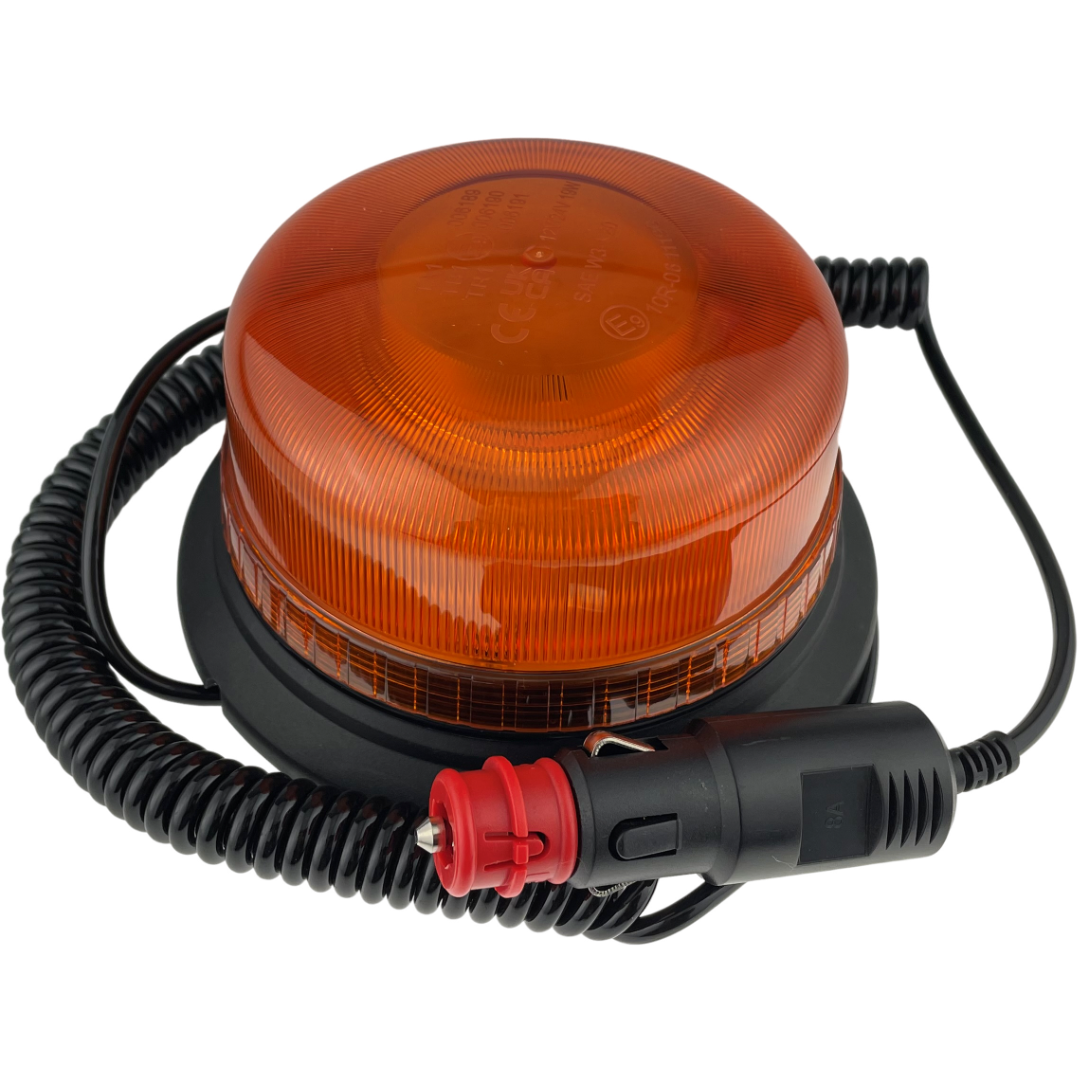 LED Beacon Amber Colour Plug In Connected Magnetic 3 Bolt 12/24v