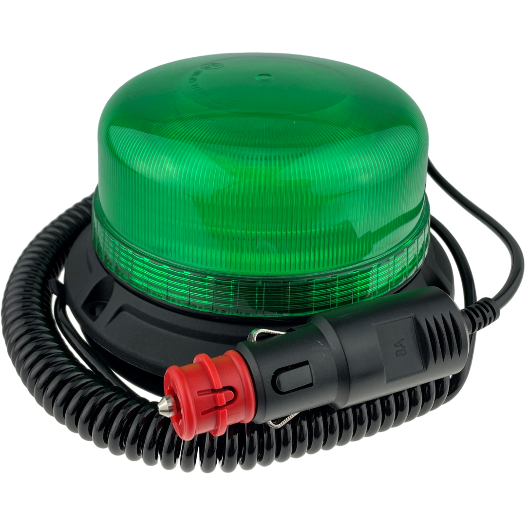 LED Beacon Green Colour Seatbelt Plug In Connected Magnetic 3 Bolt 12/24v
