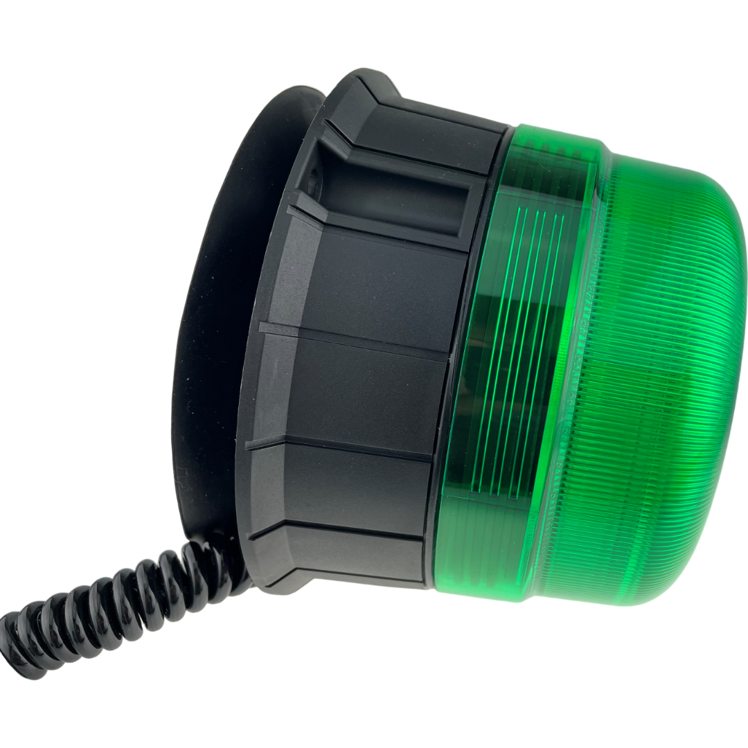 LED Green Flashing Standard Light Beacon Seatbelt Magnetic 3 Bolt Plug In