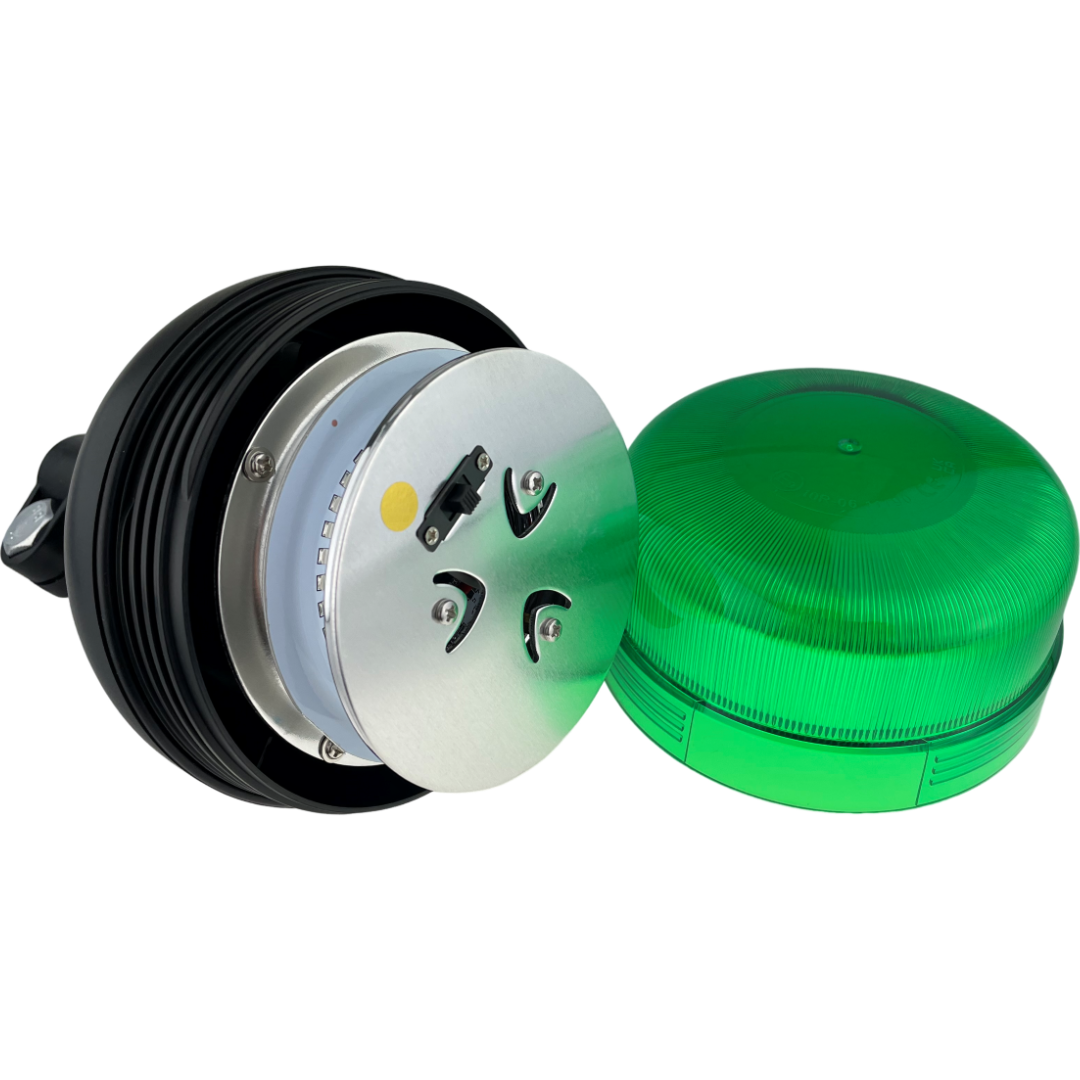 LED Green Flashing Standard Light Beacon Seatbelt Compatible Flexi Din for UK Vehicles