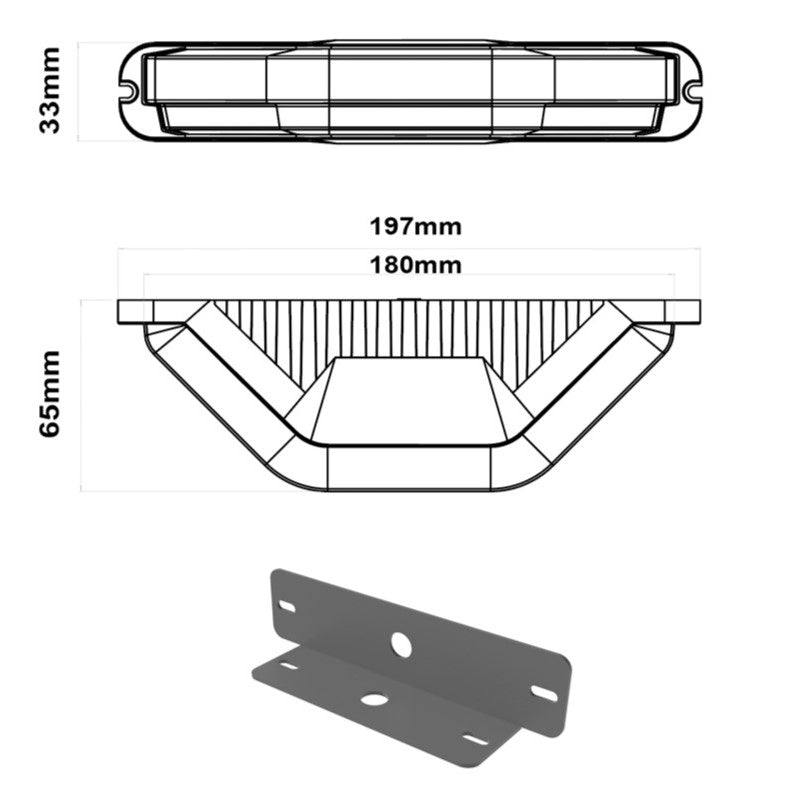 Corner Unit 18 LED Module Amber White Strobe Light 12-24v IP67 IP69K R65 - Single