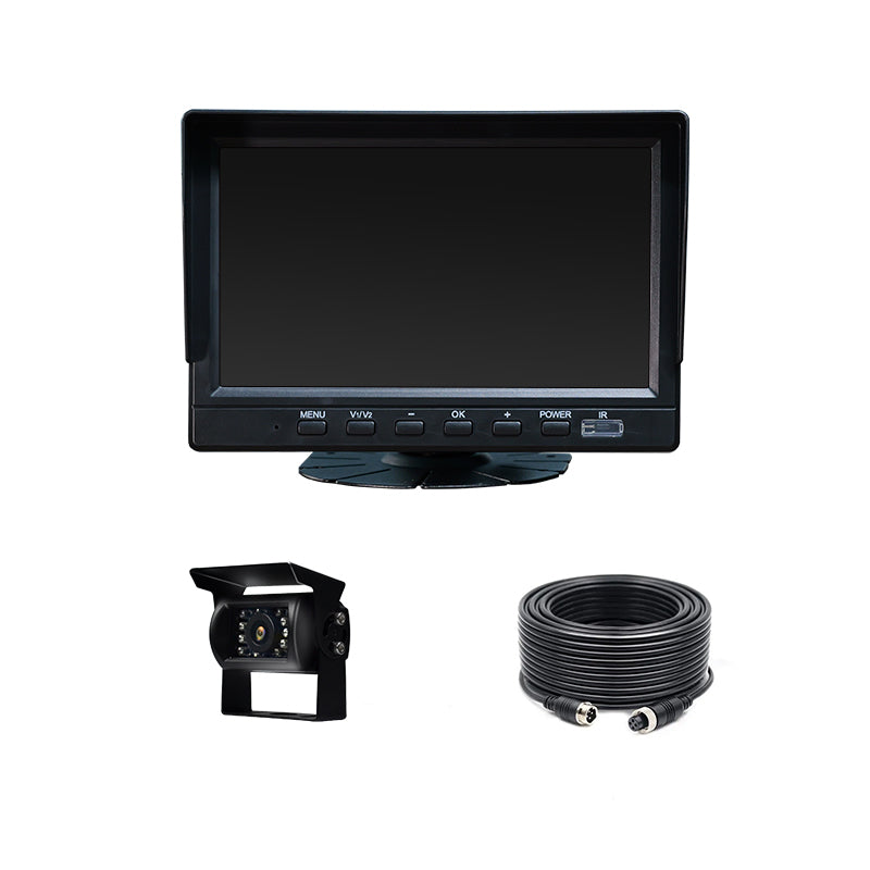 Rear View x2 Full HD Night Vision Camera Kit with LCD 7" Monitor Wired Waterproof Cameras
