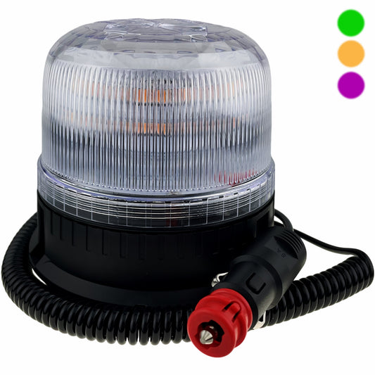 LED Green Amber Purple 3 Colour Magnetic Beacon 12/24v