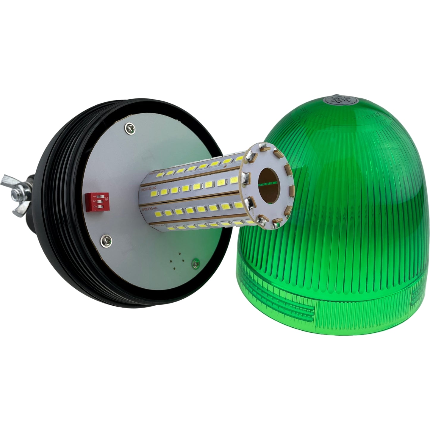 LED Green Flashing Economy Light Beacon Flexi Din Fitting for UK Vehicles 12/24v