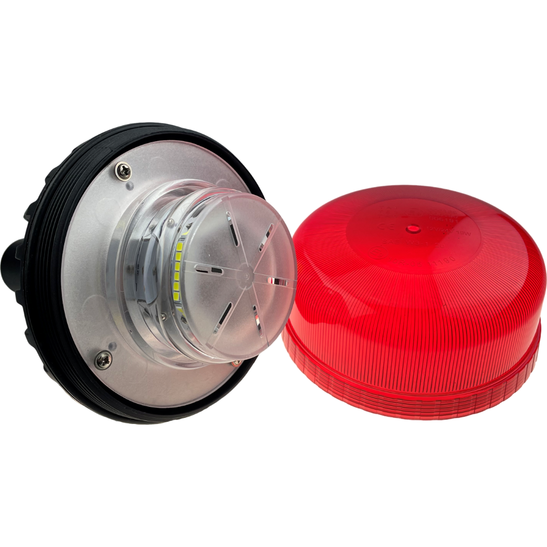 LED Red Compact Beacon Flexi Din 12/24v Emergency Vehicles Industrial Aviation
